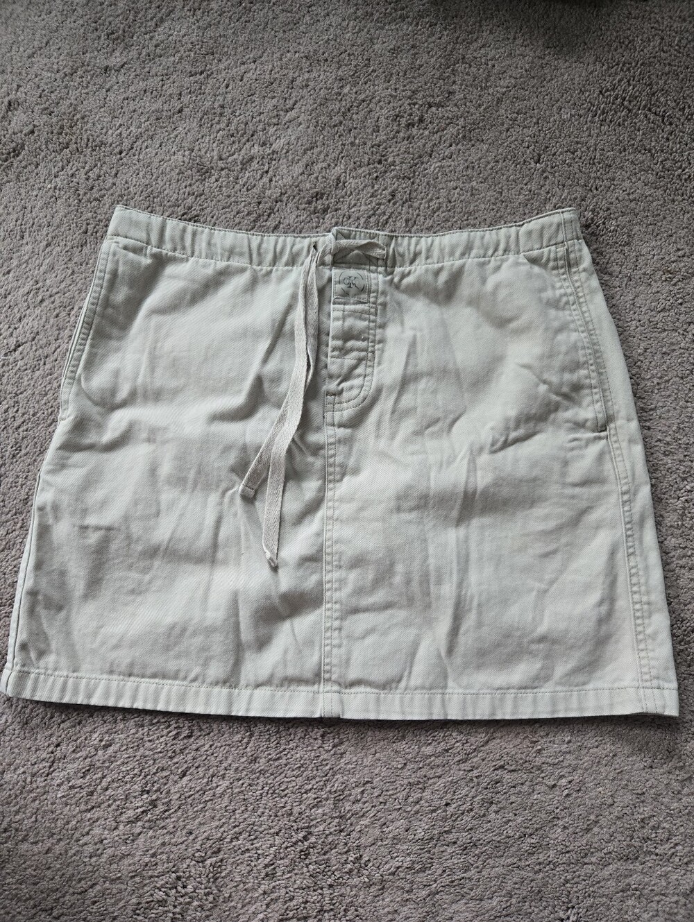 Vintage Calvin Klein Jeans Khaki Skirt Casual Drawstring Mini Skirt